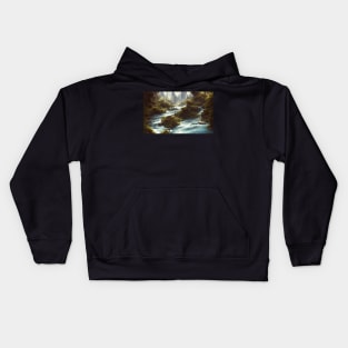 Drawing Mountain River Landscape Kids Hoodie